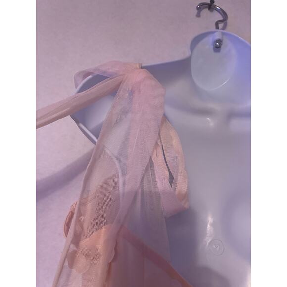 ASOS Luxe NWT 3D Tie Shoulder High Slit Pink Floral Maxi Formal Dress Size 14 - Picture 7 of 9